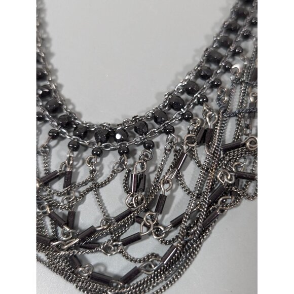 Lia Sophia Dark Magic Necklace Black Glass Bead Drape Chain Gothic Choker 17" - Picture 3 of 7